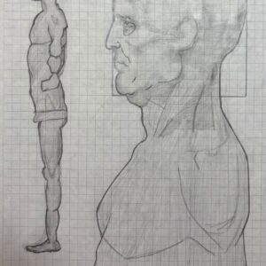 Proporciones de la cabeza y un desnudo de pie