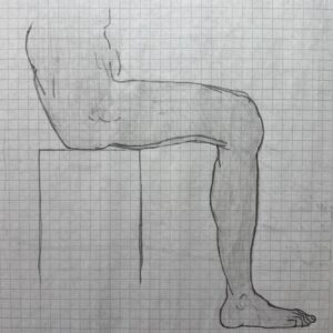 Proporciones de la pierna y el pie de perfil sentado